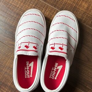 White In-N-Out Drink cup Shoes, kids size 6 women’s 7.5